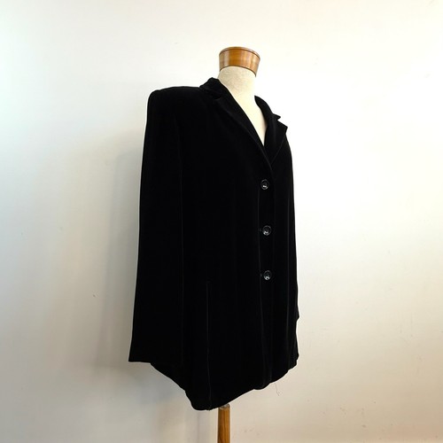 Wille Size 44 XL 18 (14 US) Black Silk Blend Velvet Long Line Jacket Designer - Picture 6 of 24