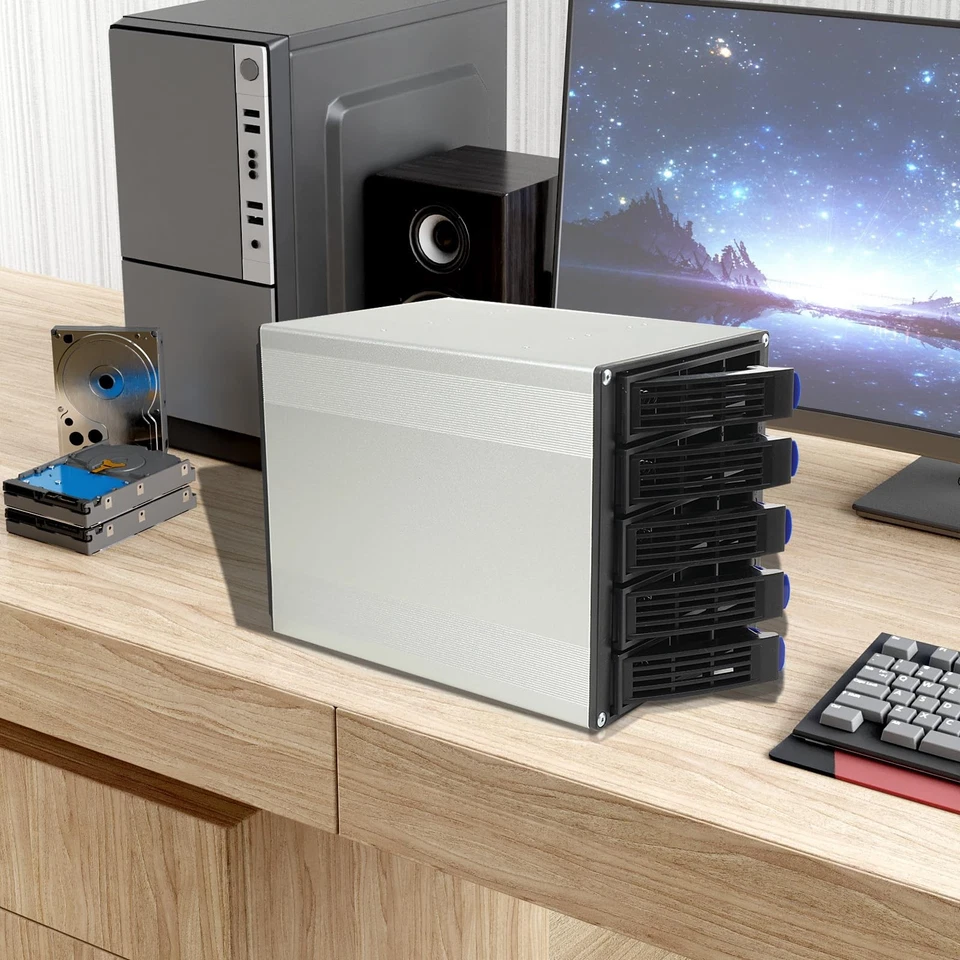 5 Bay 3 x 5.25 Drive Bays Hard Disk Enclosure HDD Hot Swap Cage Mobile Rack f... - Image 3 of 4