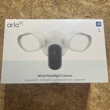 Arlo White Outdoor Smart Hardwired Floodlight 2K HDR Security Camera FLW-2001