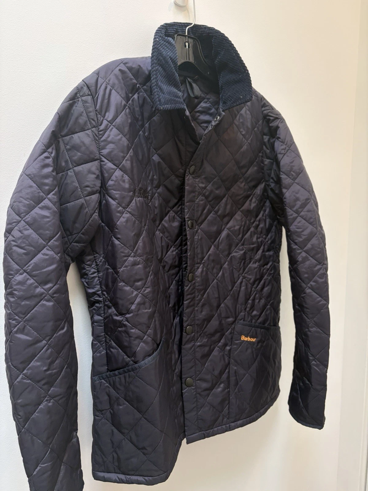 Barbour Men's Liddesdale Quilted Jacket Navy Blue, Size XL Oris Watch Branding image 5