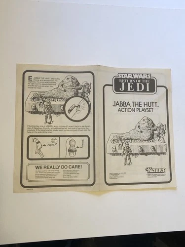 1983 Vintage Star Wars Jabba the Hutt Action Playset Paper Instructions Manual