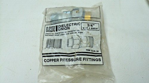 LDR 3/4" X 3/4" FSW DUM-34 Dielectric Union, 3/4 x 3/4 inch Pipe Size MIP-Sweat