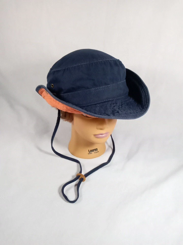 Sombrero Stetson Boonie Talla L Azul Marino/Naranja Correa para la Mentón 100% Algodón Foto 2 de 4