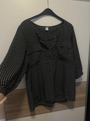 Damen Bluse M&s Mode Gr.50 Curvy Leicht Sexy Schwarz Weiß Brusttasche Sexy Top
