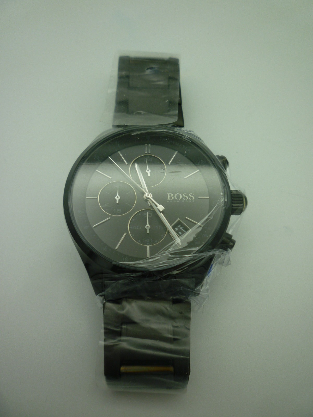 NEW HUGO BOSS 1513676 MENS STAINLESS STEEL BLACK STRAP & BLACK DIAL 44MM GENUINE - Image 3