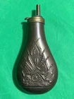 Vintage Copper Brass Gun Powder Flask Civil War Scene Repo