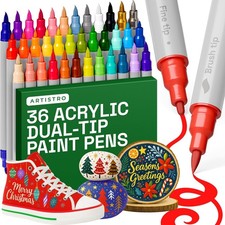 ARTISTRO 36 Acrylic Paint Pens - Dual Tip Brush Fine Ideal for Calligraphy - A