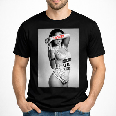 Patriotic Satire USA Flag Censored Humor Graphic Unisex  T-shirt