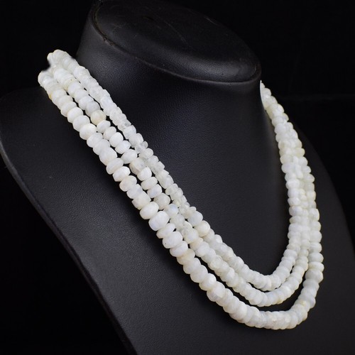 476 Cts Blue Flash Moonstone Faceted 3 Strand Beaded Necklace Jewelry AK 13 E505 - 第 6/7 張圖片