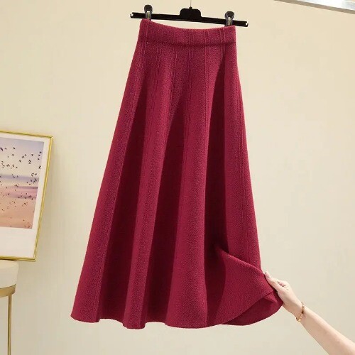 Knitted Skirt Good Quality New Thicken High Waist Elastic Band Sweater - Bild 3 von 33