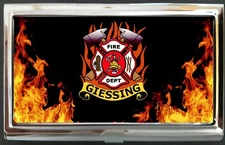 Personalized Custom Firefighter Business Card Case Holder Polished Finish NEW