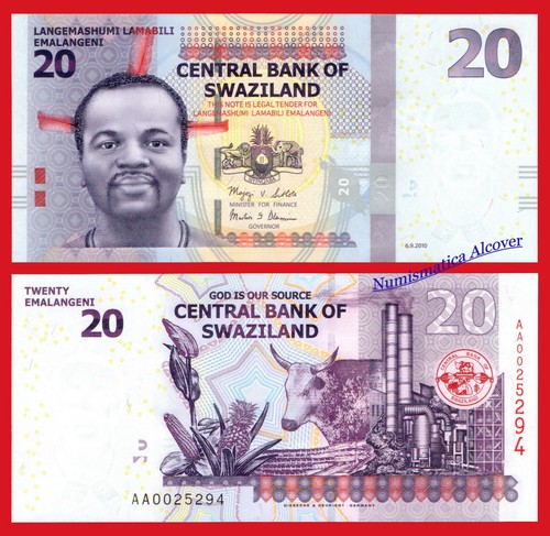 SWAZILAND 20 Emalangeni 2010 (2011) AA Pick 37a SC / UNC - 第 1/1 張圖片