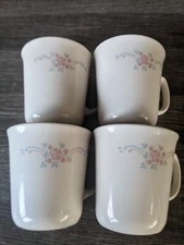 CORELLE ENGLISH BREAKFAST PATTERN CUPS SET OF 4 GENTLY USED FREE USA SHIPPING