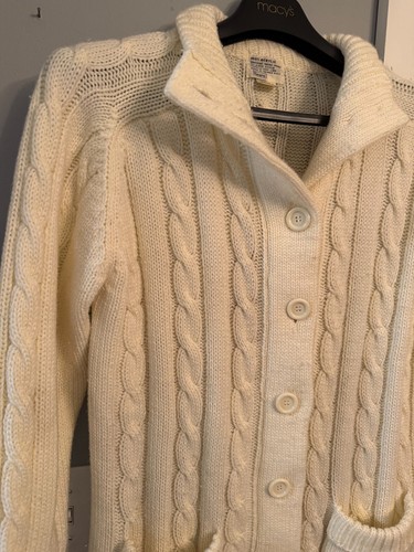 Cárdigan suéter vintage Sears tejido con cable cuello chal grande/42 - Imagen 2 de 4