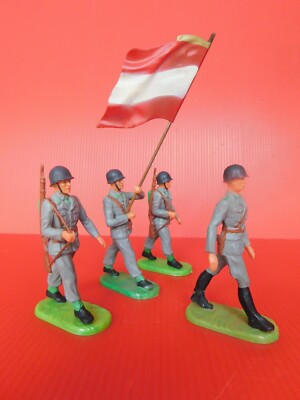 4 Figurines Soldats Autrichiens Elastolin 1:32 Seconde Guerre
