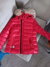 Moncler Red Puffer Jacket Womens With Fur Hood