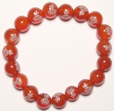10mm Round Buddha Red Carnelian Beads Bracelet 7" -- CL024