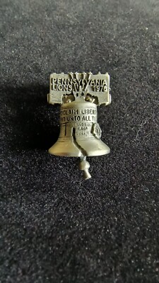 1976 Silver Tone Lions Club Liberty Bell Pin, Proclaim Liberty, Pennsylvania