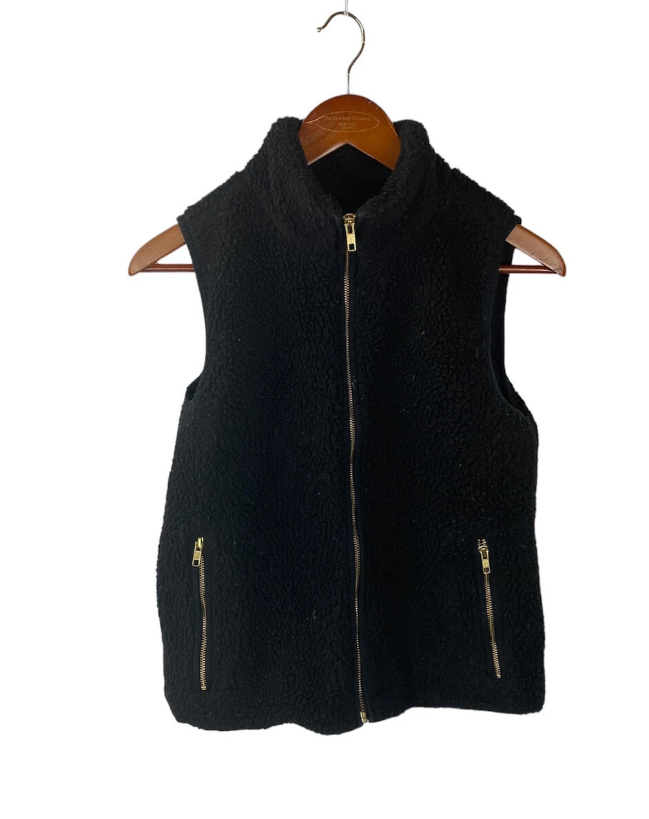 J. Crew Womens XS Plush Fleece Sherpa Excursion Vest Black full zip | eBay