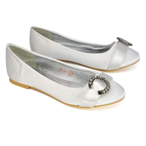 Flache Damenschuhe Satin-Ballerin-Pumps Damen Diamantkleid Slipper Größe - Bild 18 von 45