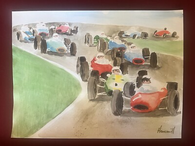 Original signed painting, 18 X 24  F1 race