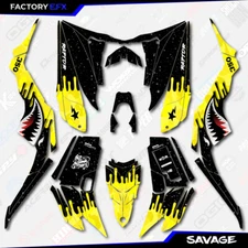 Yellow Savage Camo Racing Graphics kit fits Yamaha Raptor 350 04-13 Quad decals