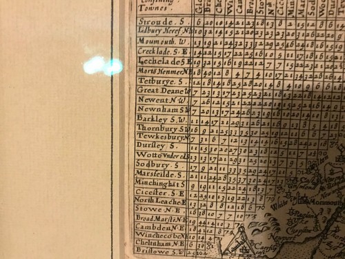 C1643 copper engraving GloucesterShire Area map + mileage Chart Van Langeren - Picture 7 of 9