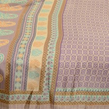 Sanskriti Vintage Sarees Indian Purple Moss Crepe Sari Printed Soft Craft Fabric