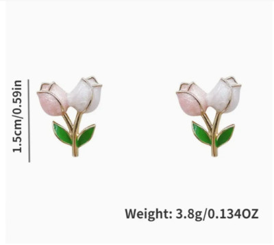 flower earrings tulip easter spring Fashion jewelry FAST Free Ship 0.6 inch