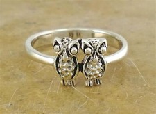 UNIQUE .925 STERLING SILVER OWL RING size 6 OWLS style r1925