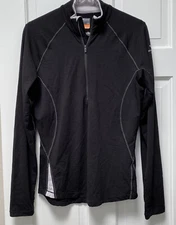 Icebreaker 200 Womens Top Base Layer Black Merino Wool 1/2 Zip Sz. L