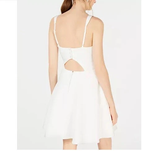 OFF WHITE Abito svasato Trixxi Junior donna 13 bianco sporco peekaboo schiena occhielli ritaglio aderente nuovo con etichette