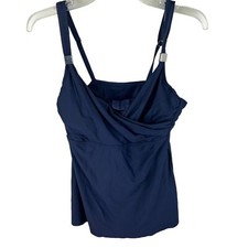 Miraclesuit 6518610 Surplice Underwire Tankini Top SZ 34D Navy