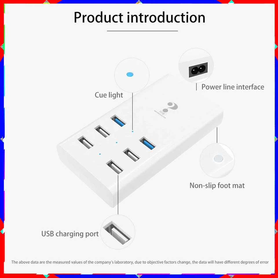 Smart charging adapter 6USB total output 5V /7.2A (2.1A; 1A; 0.5A;) Hub desktop - Image 4 of 4
