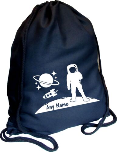 Astronaut Personalised BLACK Kids COTTON Childs School Sports Gym PE Bag, Xmas - Picture 1 of 11