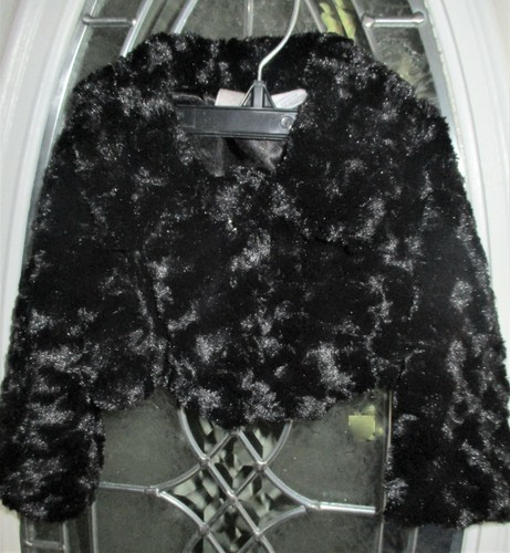 Koala Baby Crop Jacket Black Faux Fur Infant Girls 9 Months NWT