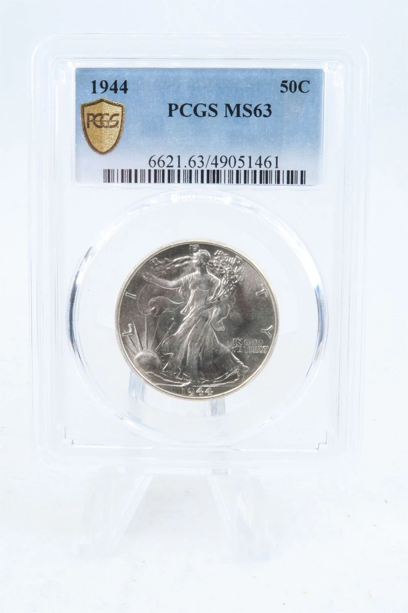 PCGS Certified MS 63 Graded 1944 Year Liberty Walking Half Dollars