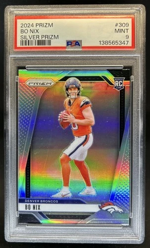 2024 Panini Prizm Bo Nix RC Silver Rookie #309 Broncos PSA 9