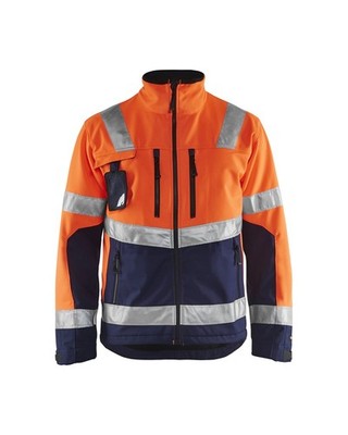 BLAKLÄDER  Softshell Arbeitsjacke HighVis orange/marine