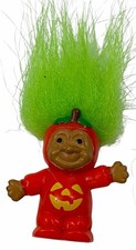 Vintage 1980s Russ Miniature Halloween Troll Pumpkin Jack O Lantern Green Hair