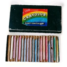 Crayolor Vintage Crayon Set Antique Complete Case Conte A Paris France Colors 