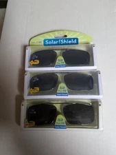 3 Pairs Solar Shield Polarized Clip On Sunglasses 52 Rec 19 Full Frame Gray lens