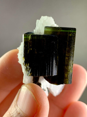 135 CT Green Cap Tourmaline Crystals Combine With Albite From Astak Mines Pak