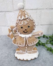 Gingerbread Man Boy Resin Figurine Christmas Tabletop Neutral Decor 6" NEW