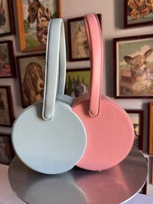 Edie Parker Double Shot napa leather pink and blue bag