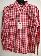 Wrangler Riata Long Sleeve Plaid Shirt, 112367690, Light Weight, Red