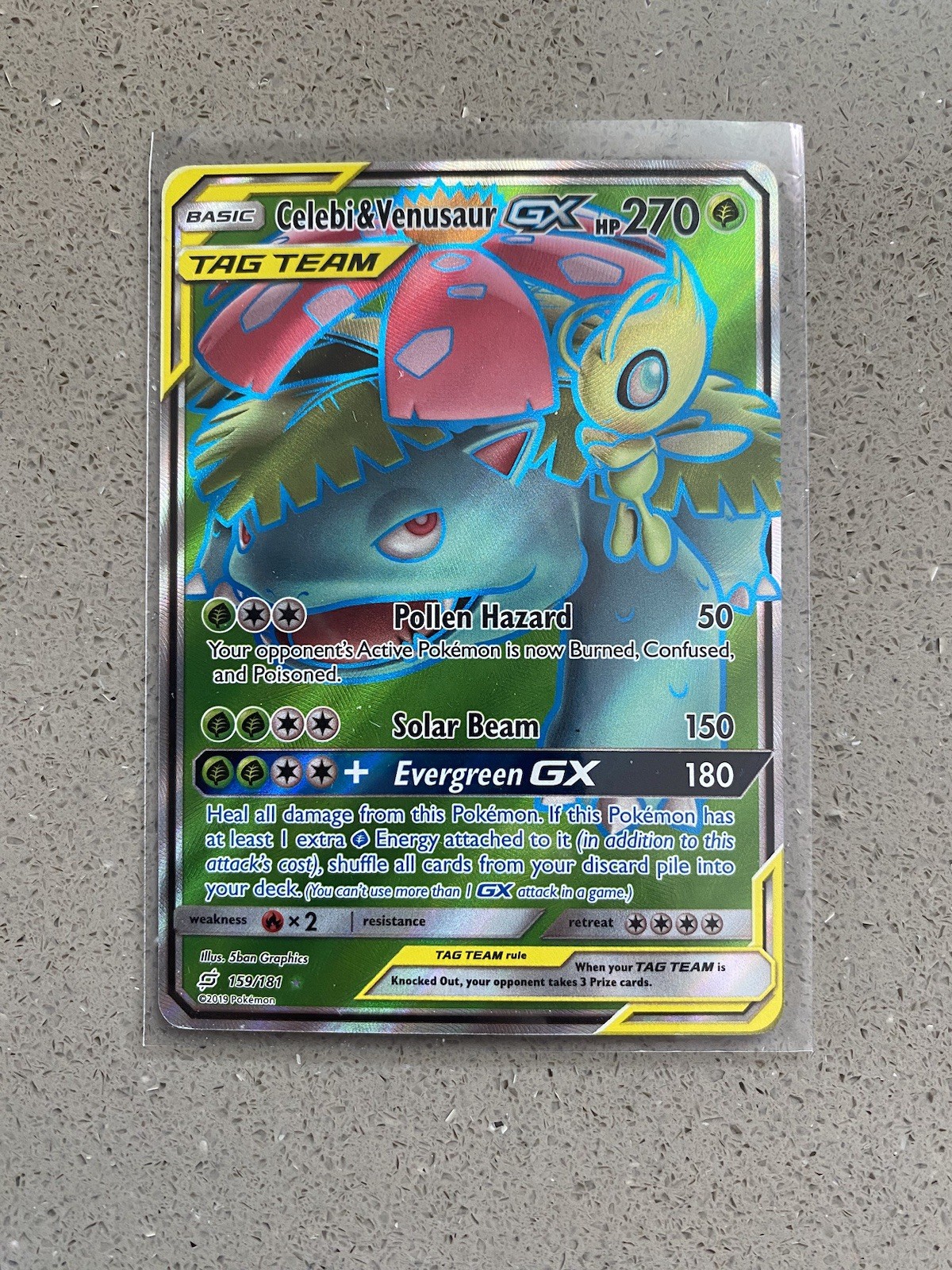 2019 POKEMON SUN & MOON TEAM UP #159 FULL ART/CELEBI & VENUSAUR GX