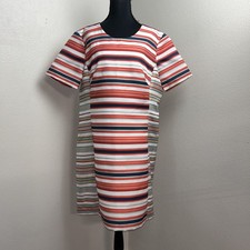 New Anthropologie Hatch Maternity Dress Women's XL Orange Blue Stripped Shimmer