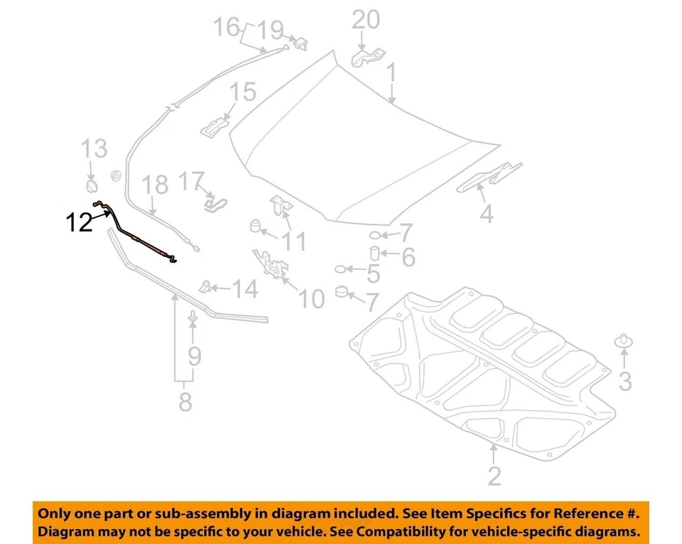 Subaru Forester 2003-2008 capó delantero varilla de apoyo puntal brazo OEM Foto 3 de 4