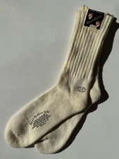 VTG Socks Mens 10-13 Crew Length Wool Blend 70's 80's NOS USA Made Ivory Nylon